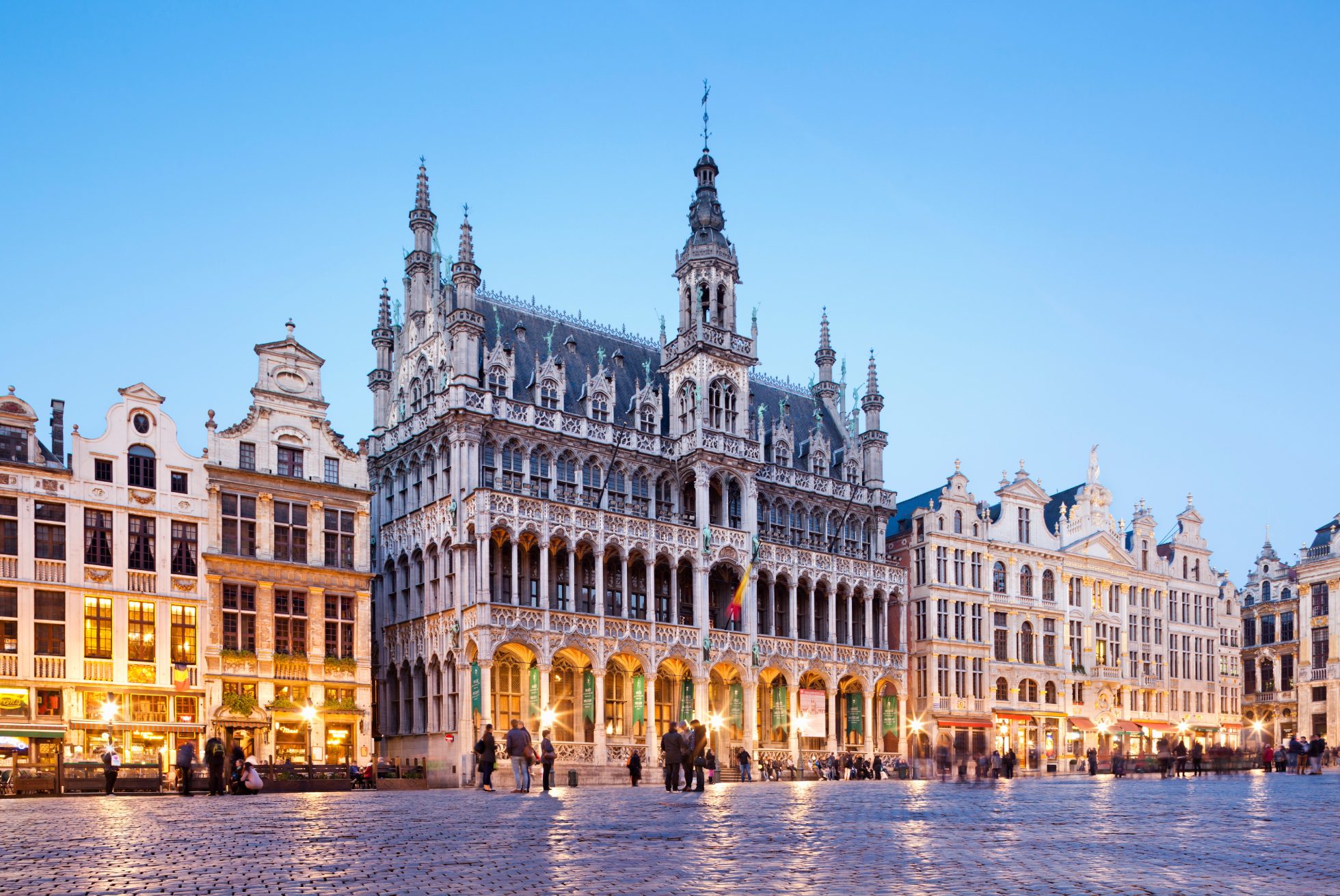 Elegant historic buildings in the Grand Place in Brussels - flights to Belgium