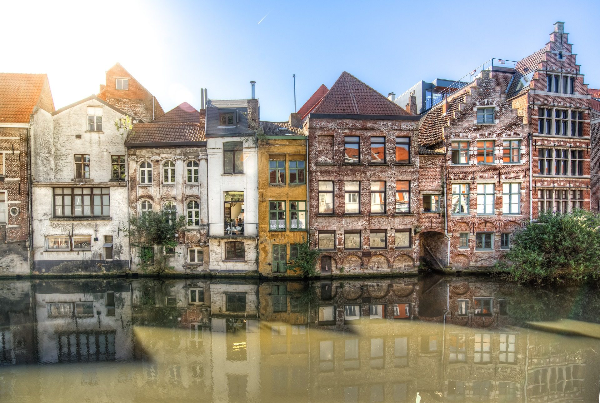 View of the buildings of Ghent