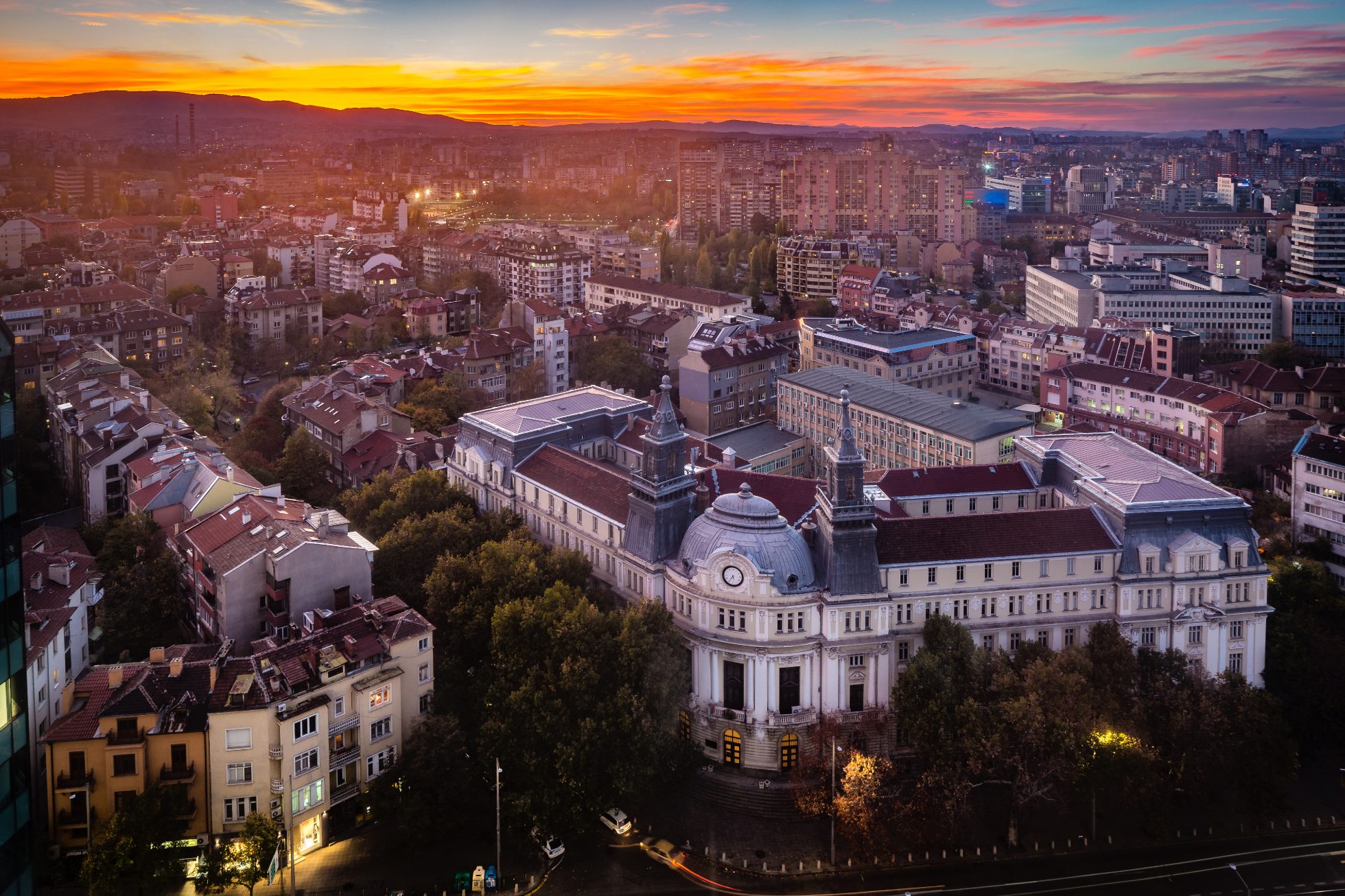 Sofia-Panorama am Sonnenuntergang