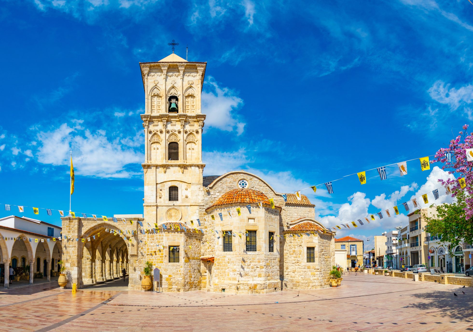 View of the church of St. Lazarus in Larnaca, Cyprus on a sunny day