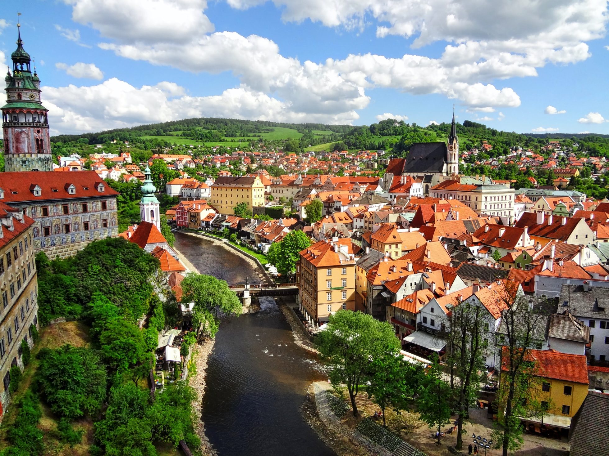 panorama miasta Czesky Krumlov, atrakcje Czechy