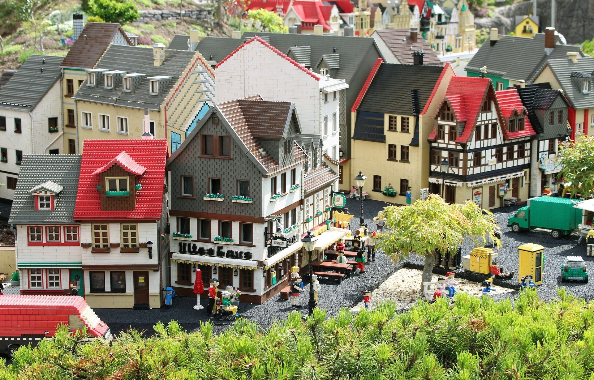 Domki z klocków lego w Legoland, Billund, Dania