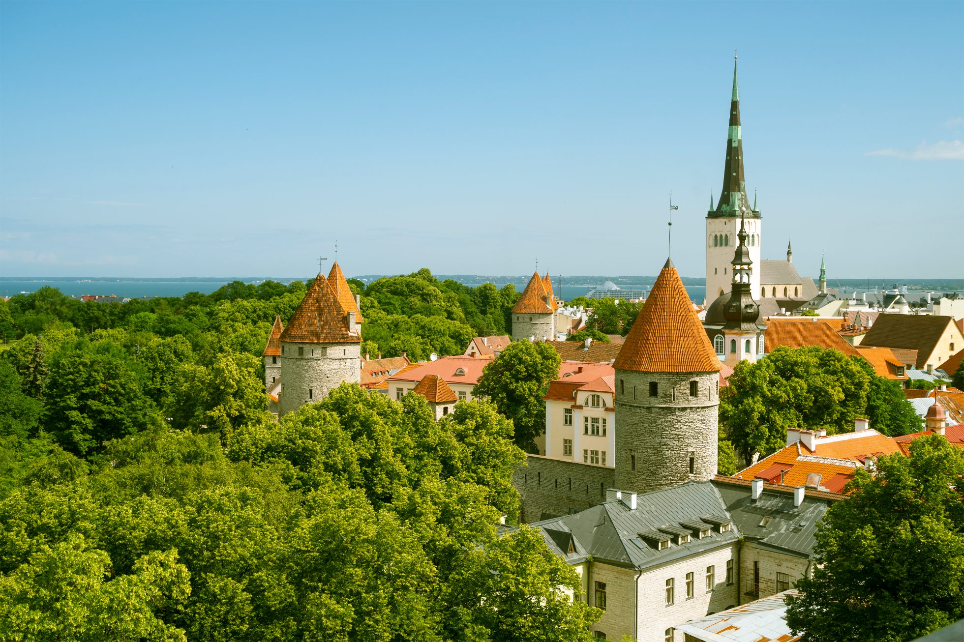 Panorama of Tallinn on a summer day, where to fly in June?