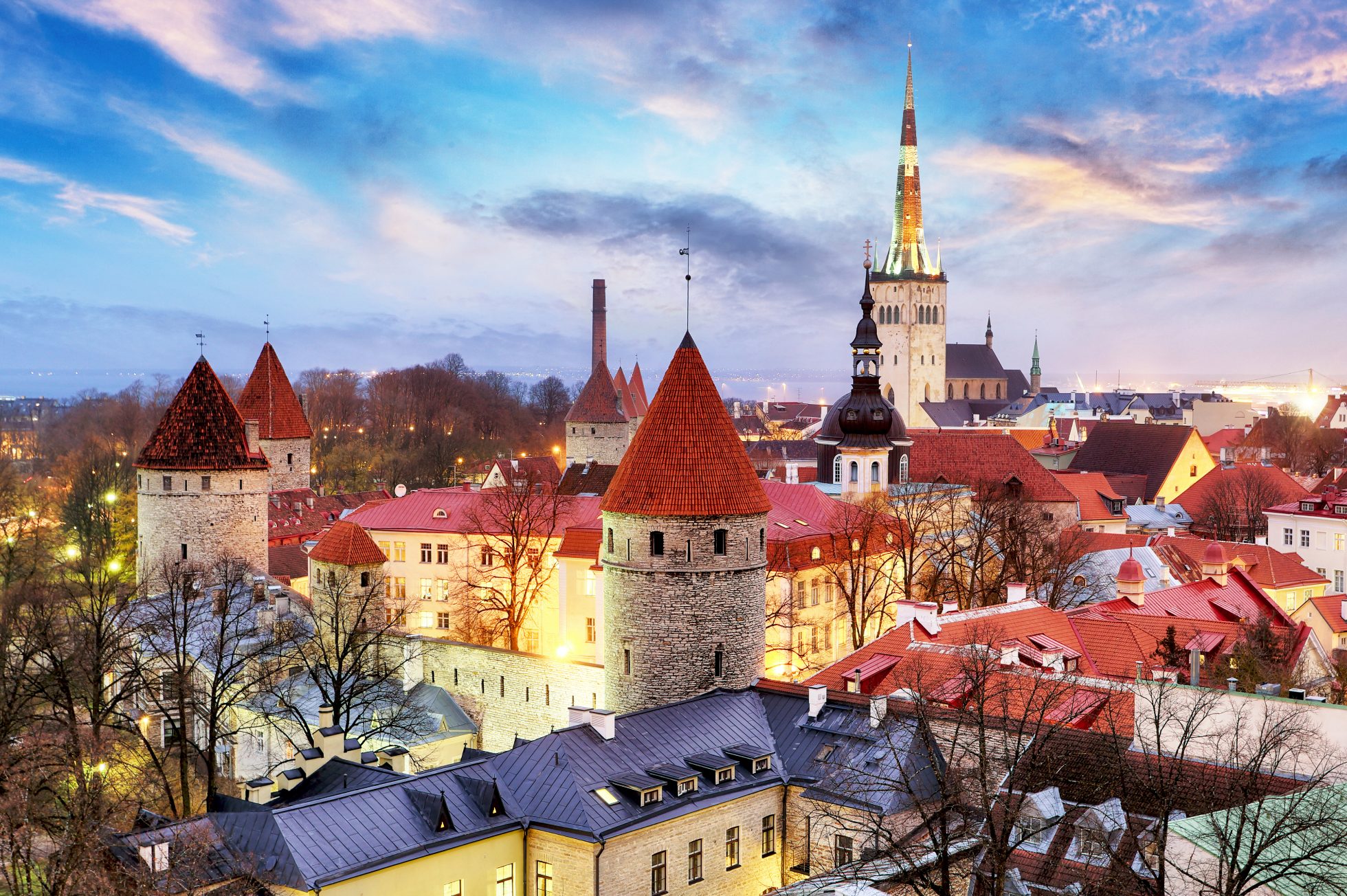 Tallinn, Estonia Old City View from Toompea Hill at Sunrise