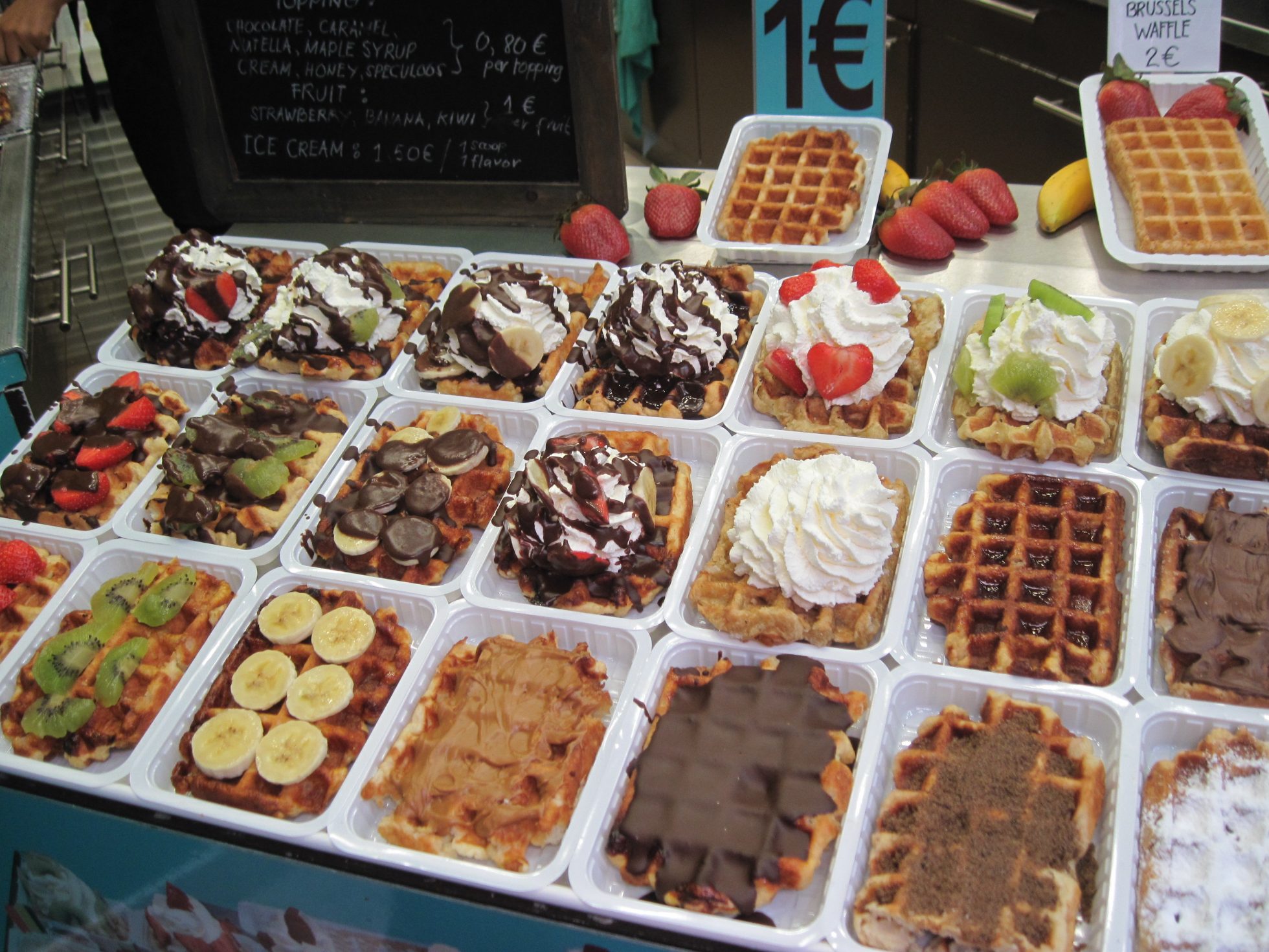 Belgian waffles in various flavors