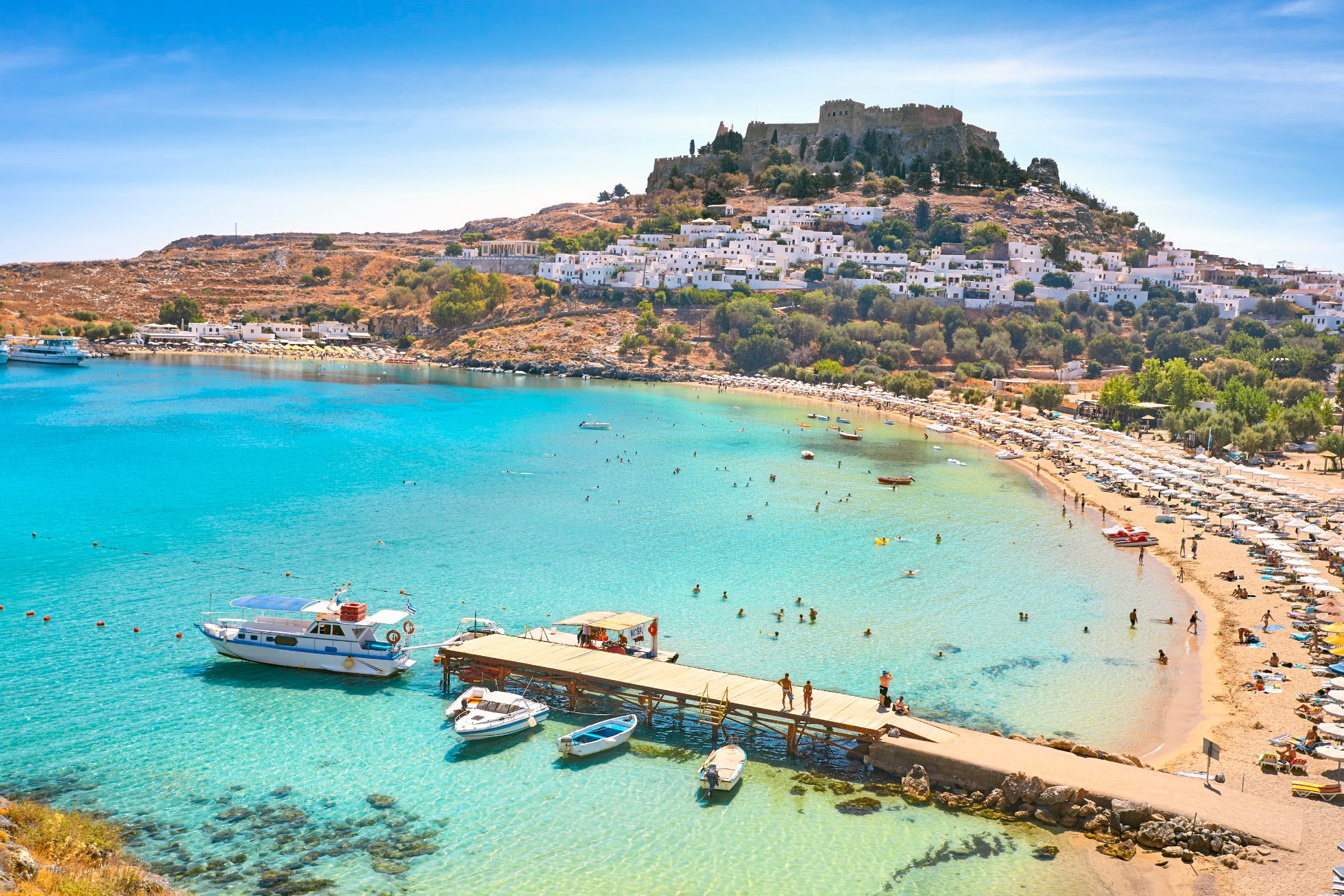Zatoka Lindos, Wyspa Rodos, Grecja Zatoka Świętego Pawła, Wyspa Rodos, Grecja