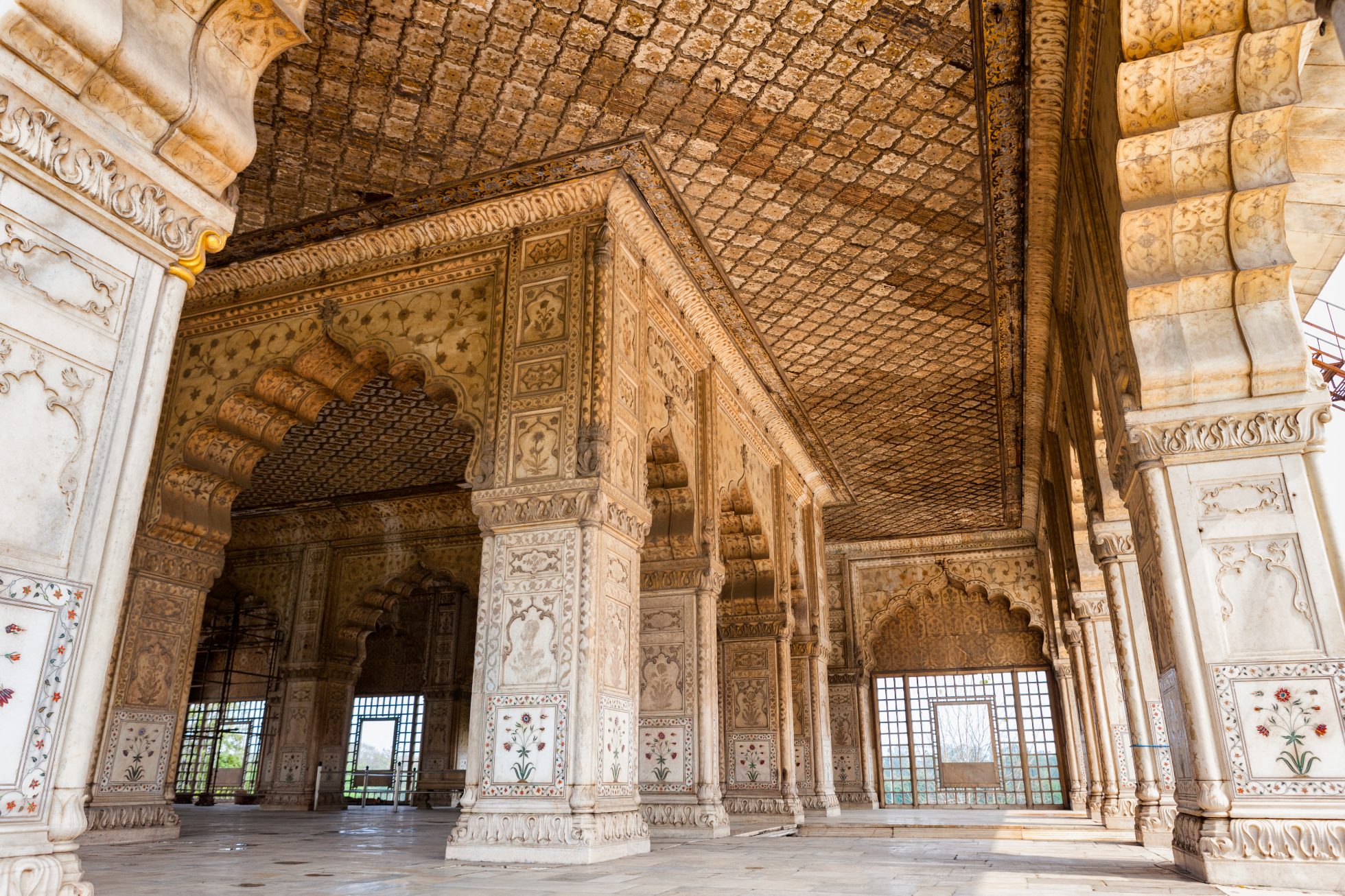 India - Delhi - monuments: the Red Fort and the Diwan-i-Khas private audience hall