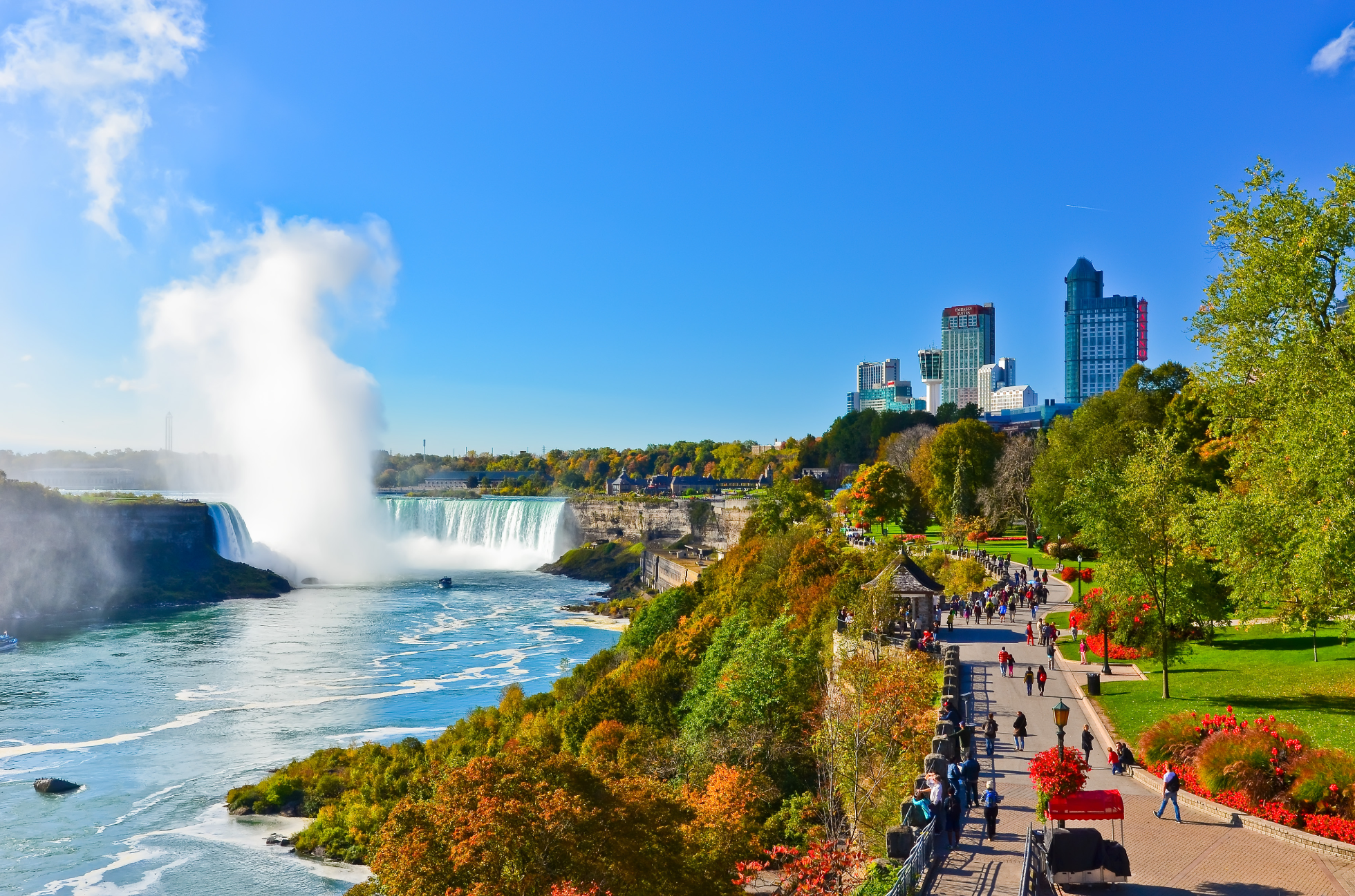 Widok na wodospad Niagara w słoneczny dzień 