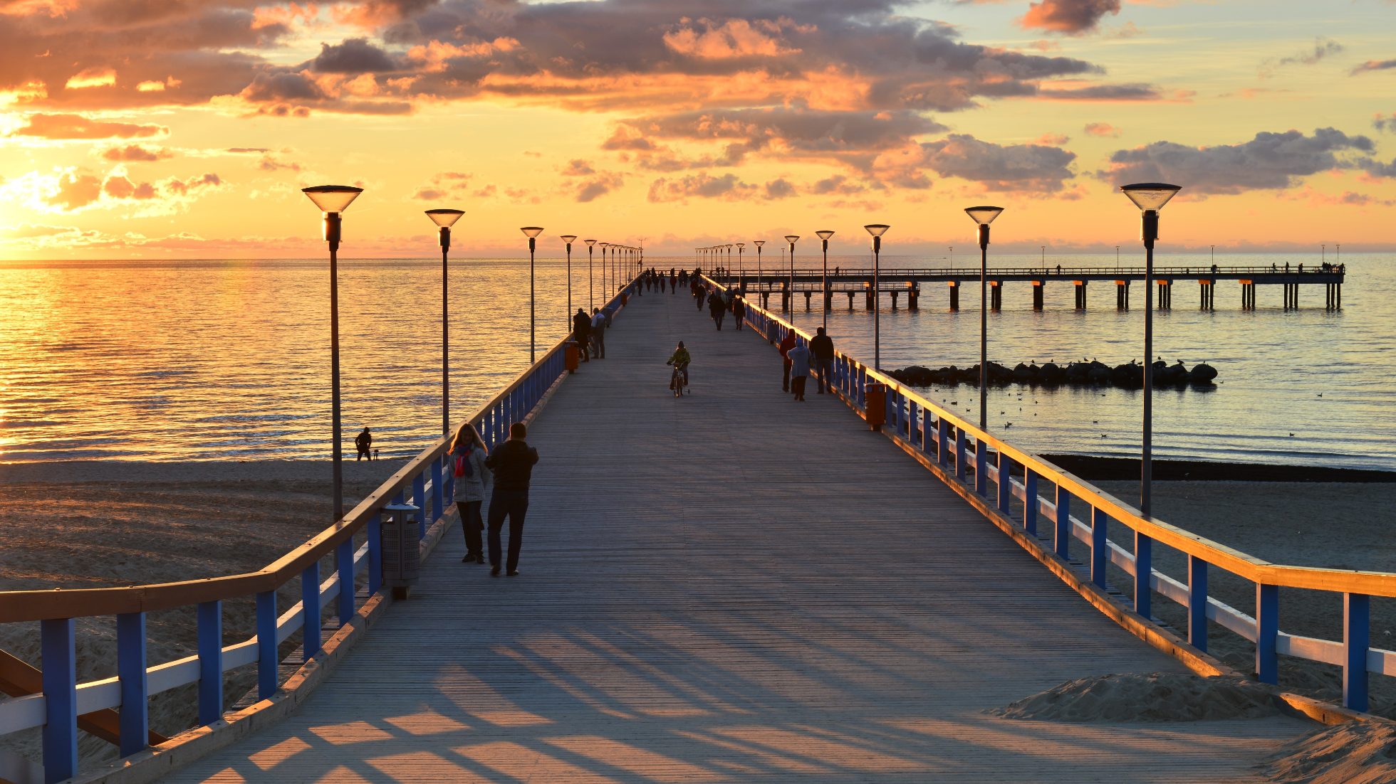 Zachód słońca, molo, Palanga