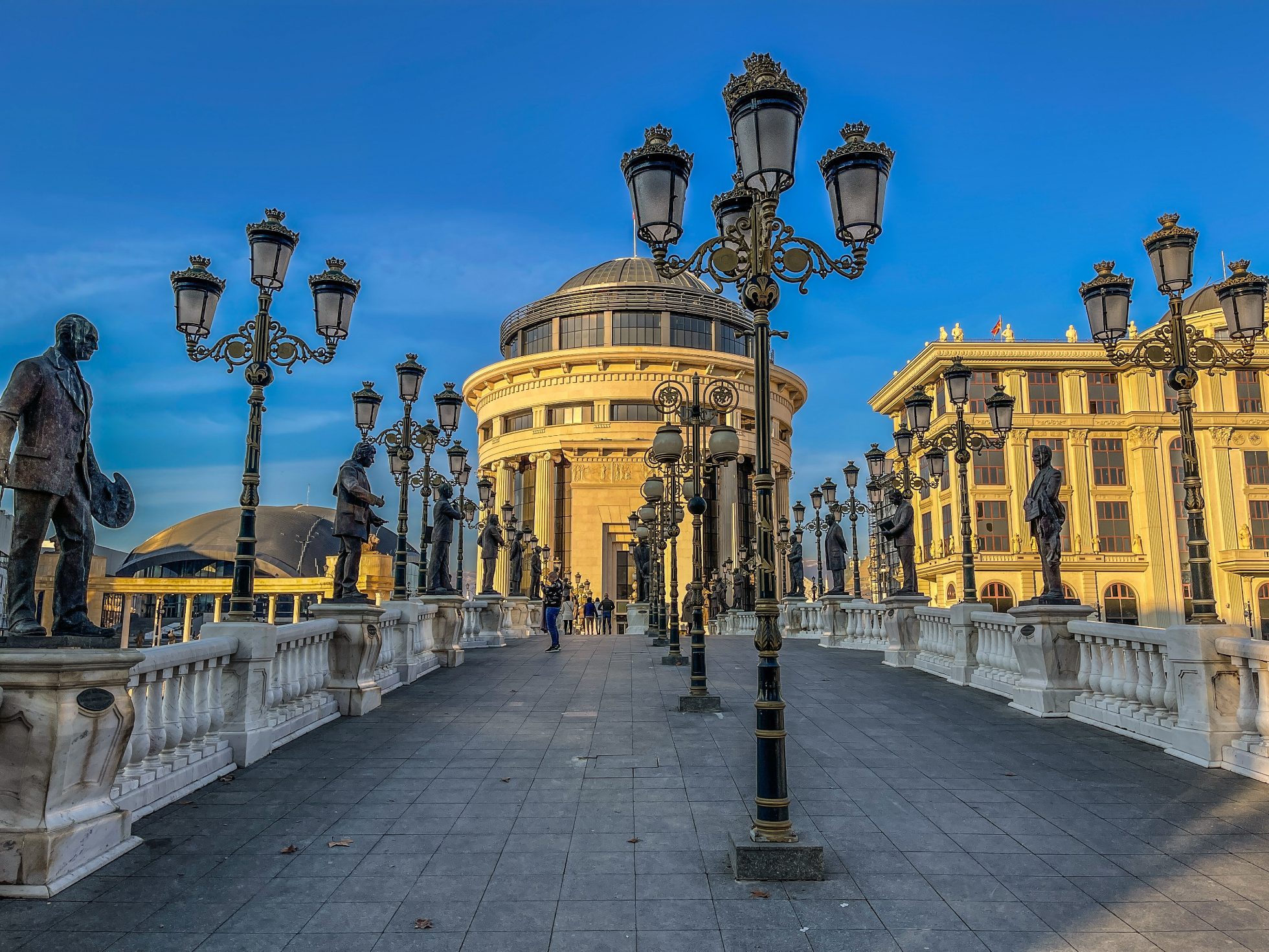 A view of the historic bridge in Skopje; where to go on vacation in April?