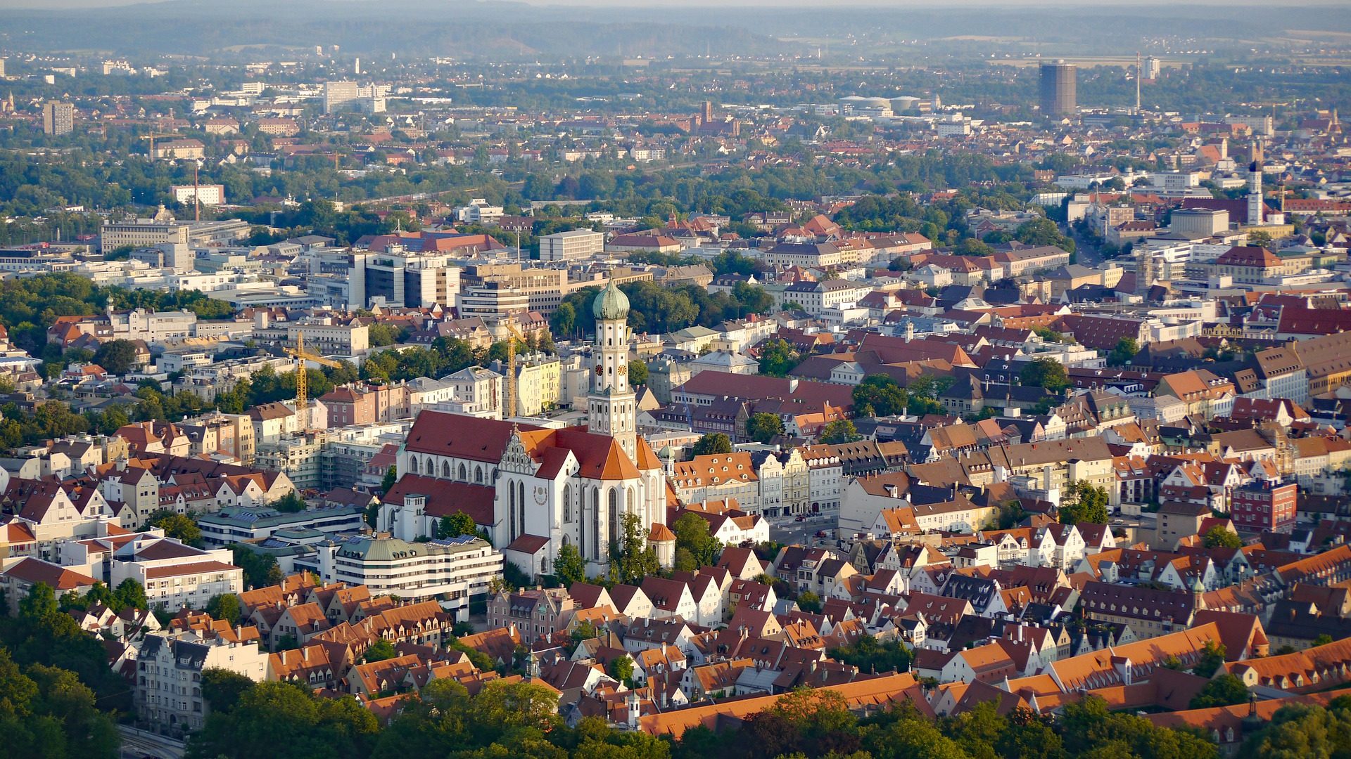 Panorama Augsburgu z lotu ptaka
