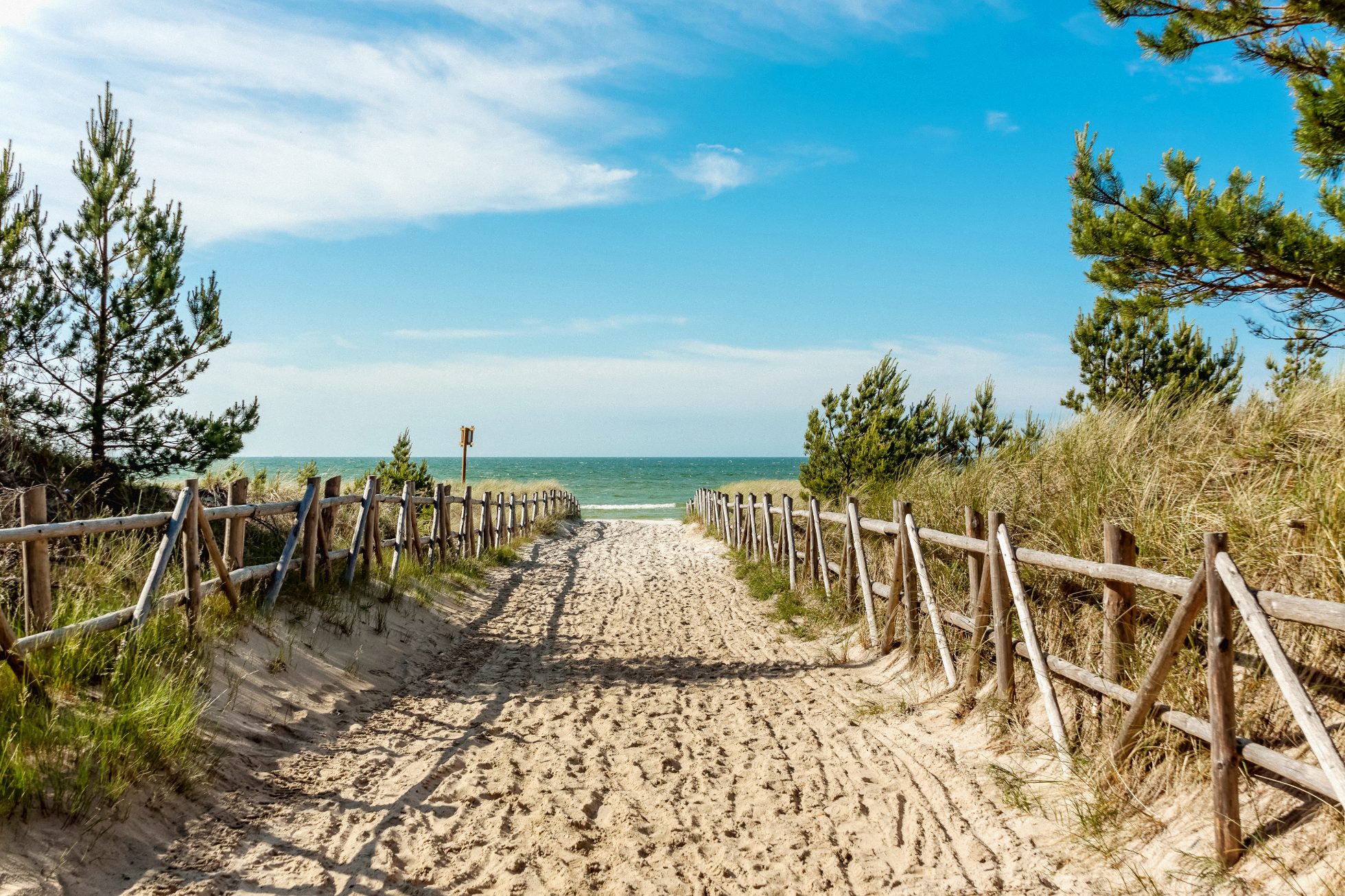Entrance to the beach in Bialogora village, Poland
