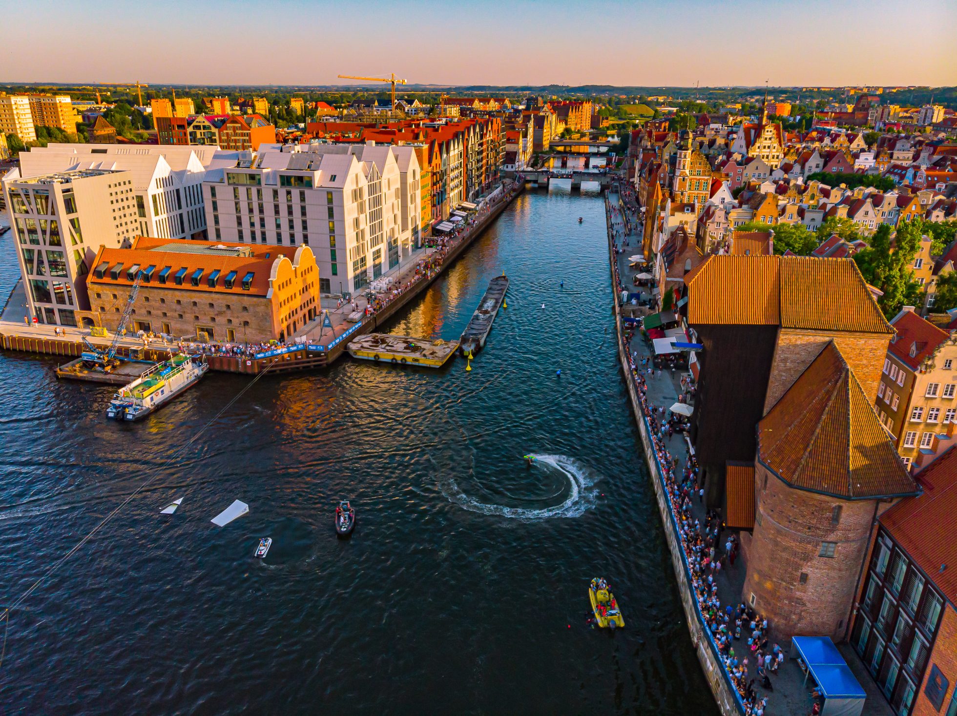 Panorama of Gdansk at sunset