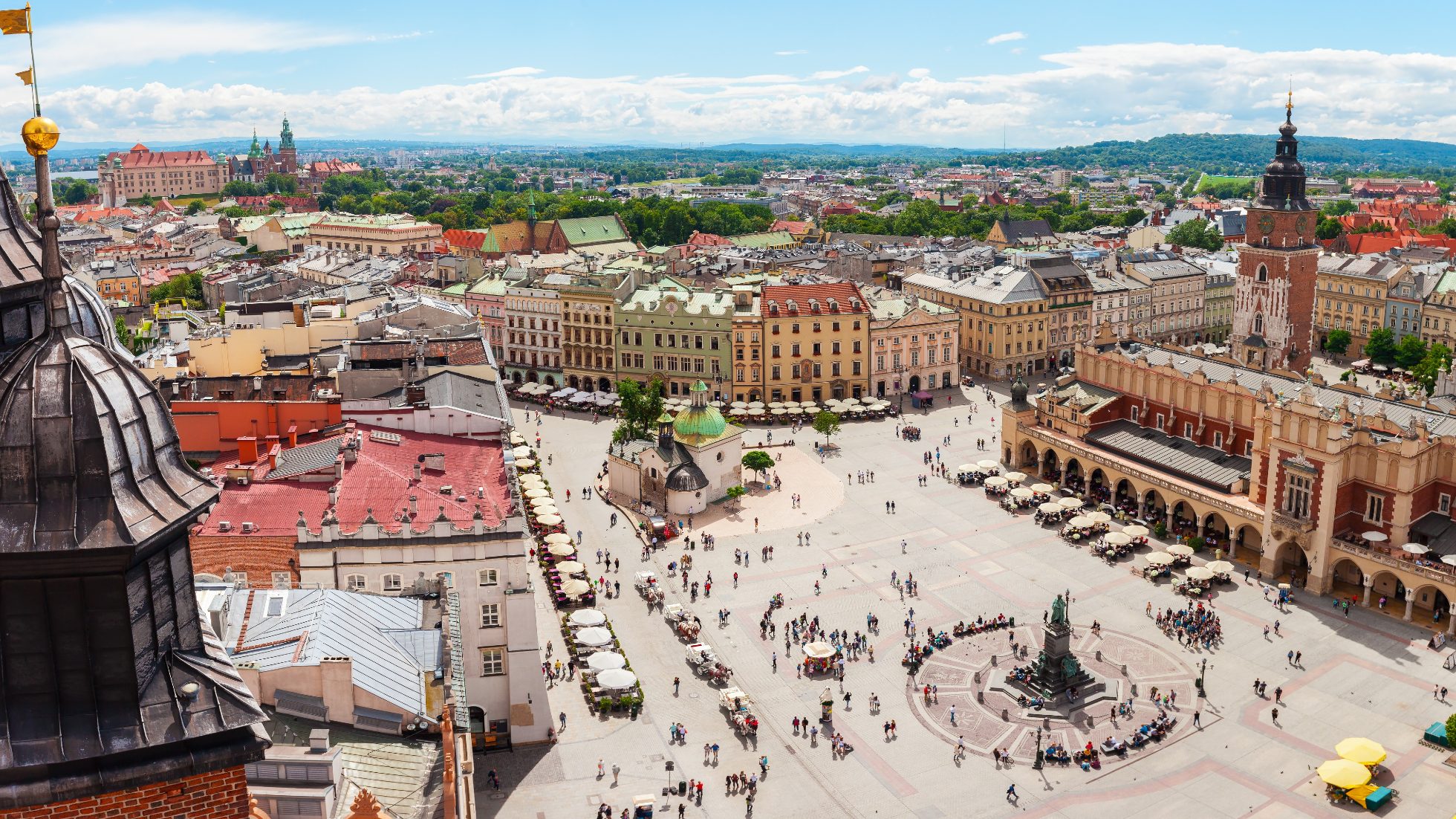 Krakowski rynek z lotu ptaka, najpiękniejsze miasta w Polsce