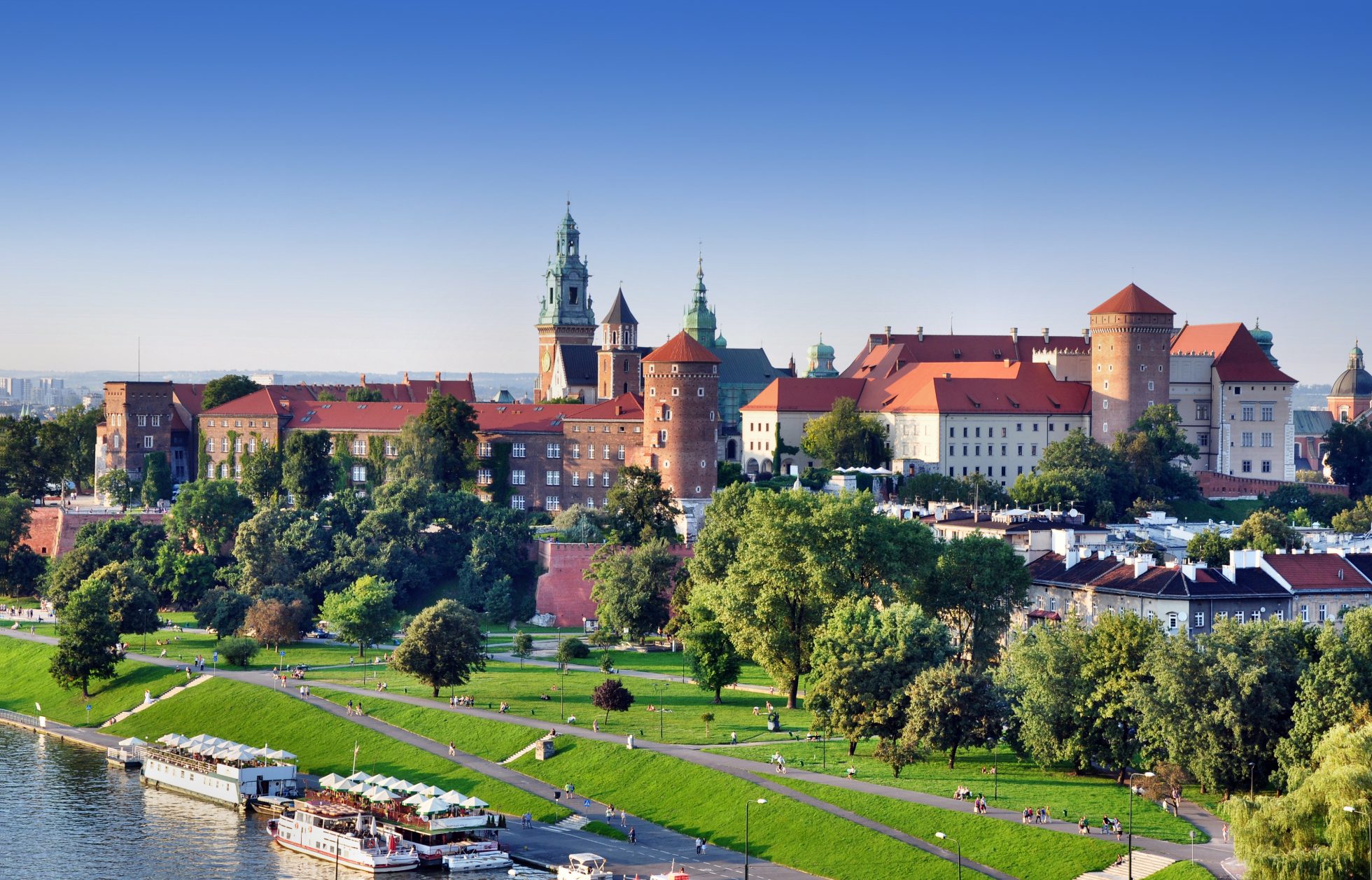 Panorama of Krakow on the Vistula River, where to go on vacation in Poland?