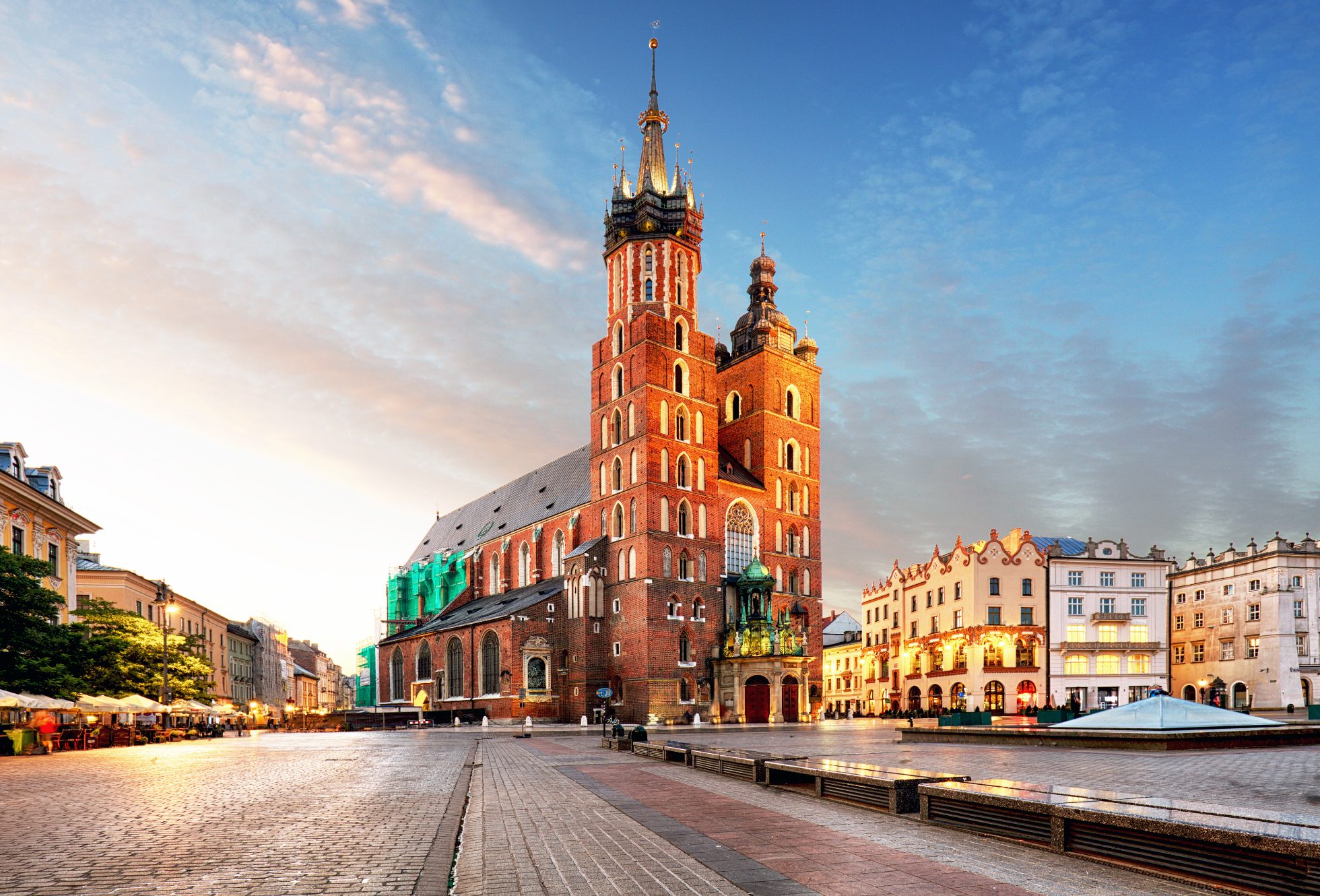 St. Mary's Basilica in Krakow at sunset
