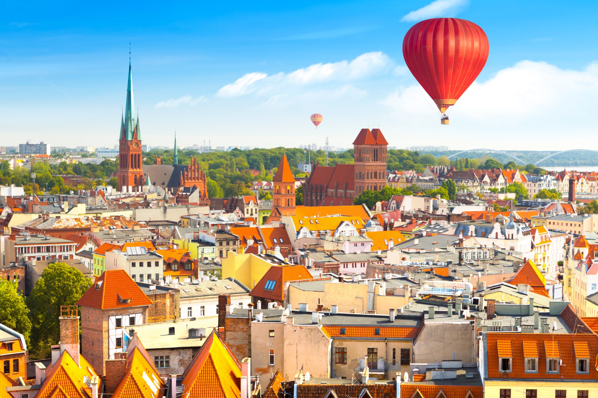 widok na Toruń z lotu ptaka