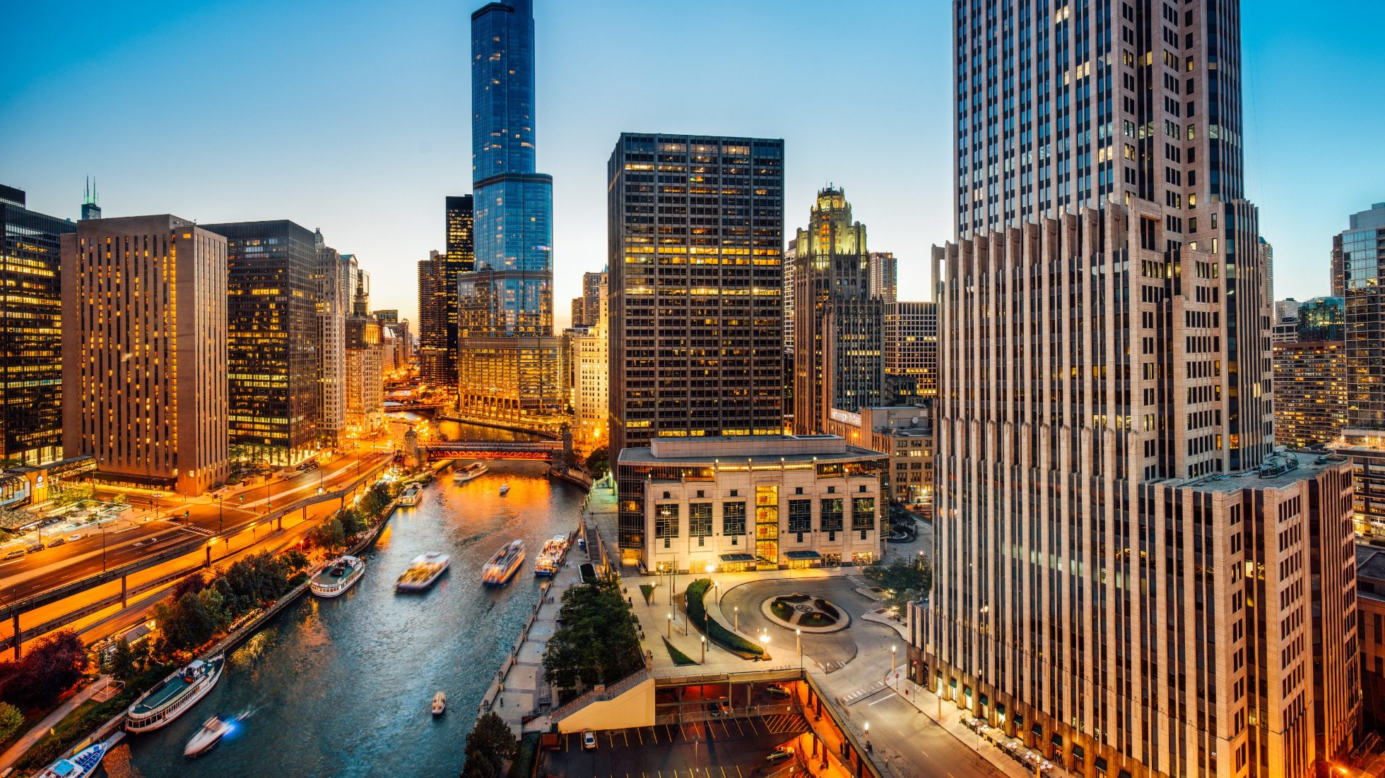 Widok na miasto w lotu ptaka, Chicago