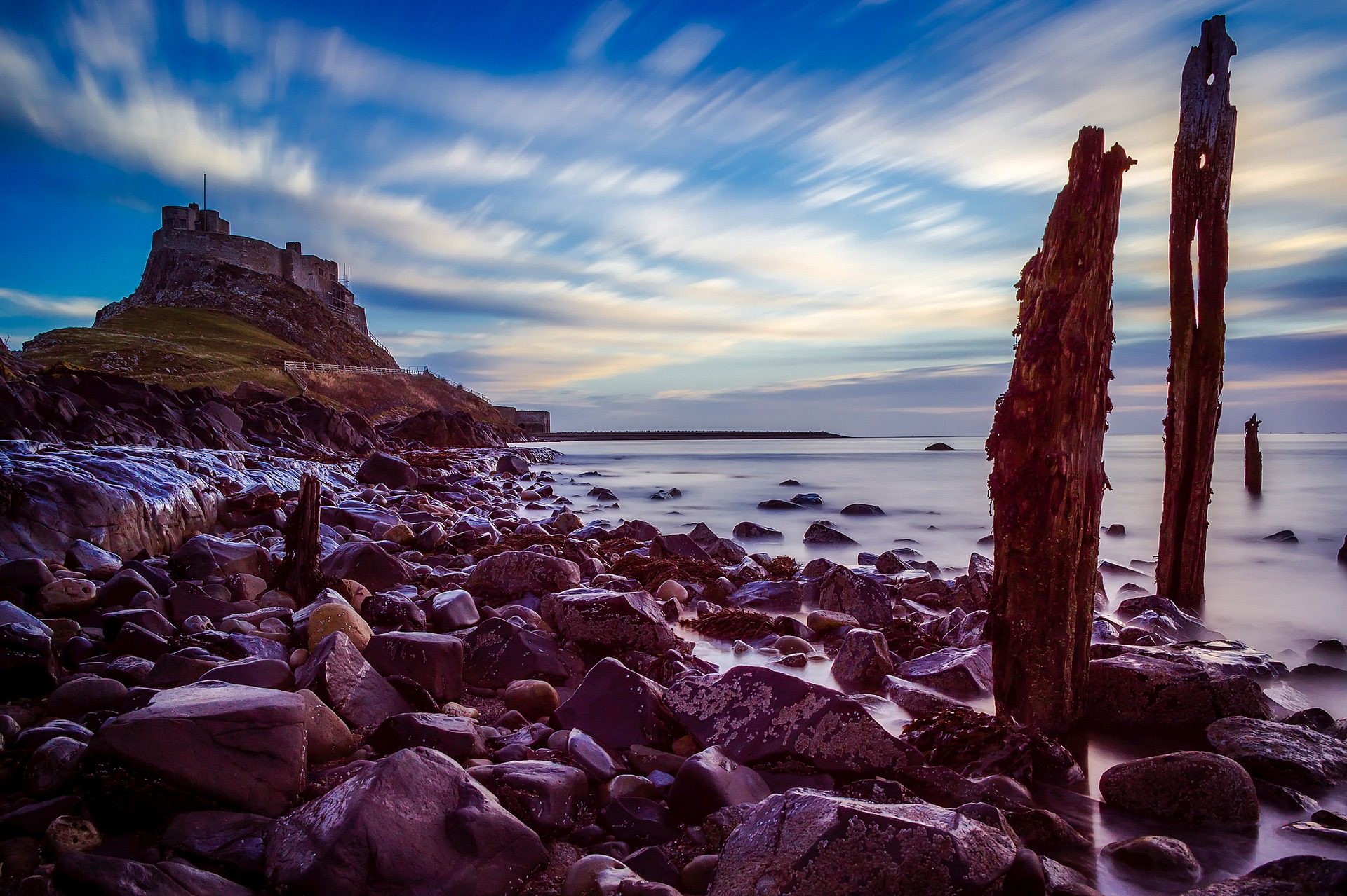 a castle in the town of Lindisdfarne in the UK