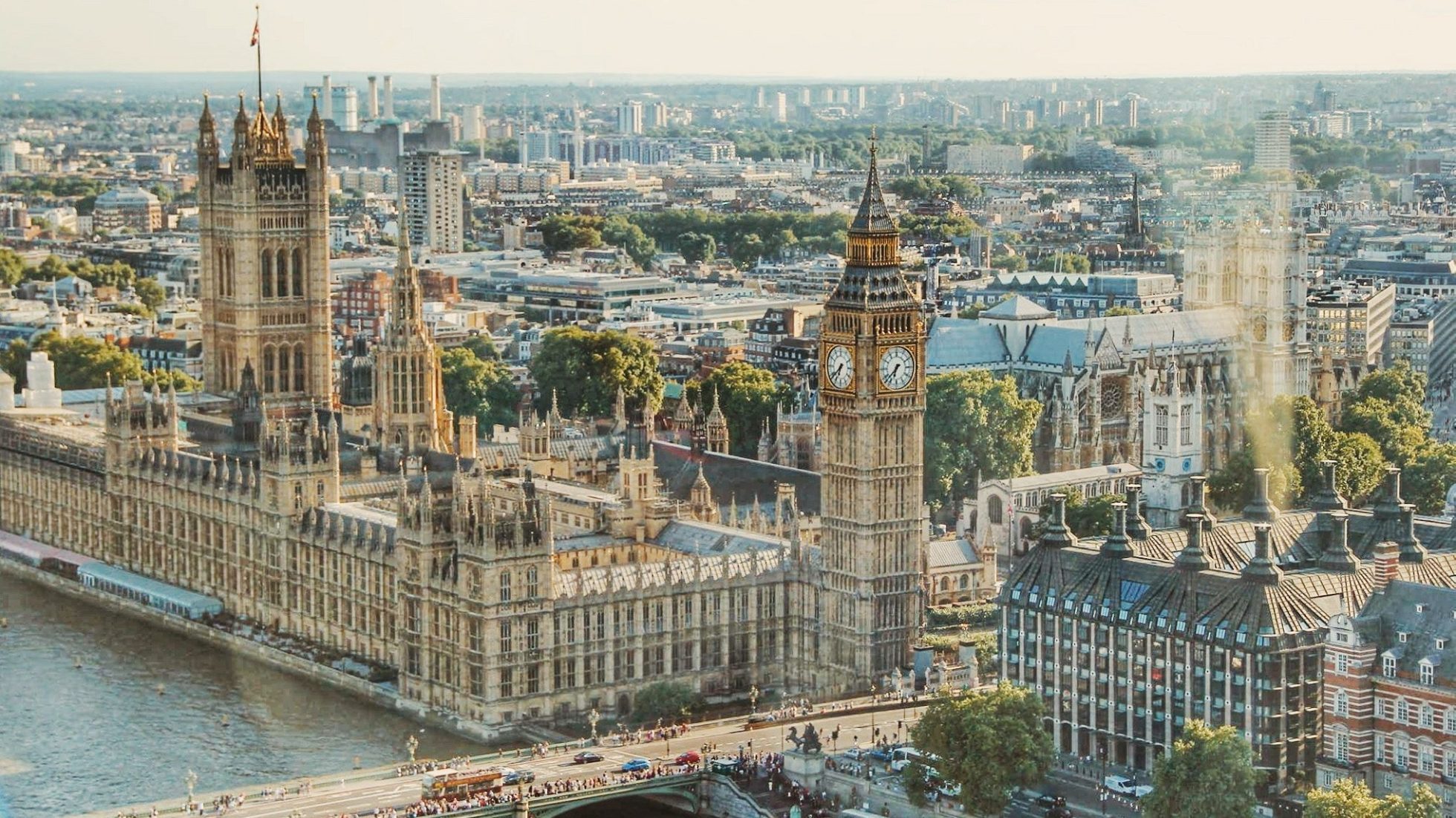 The Palace of Westminster in London - view from the London Eye