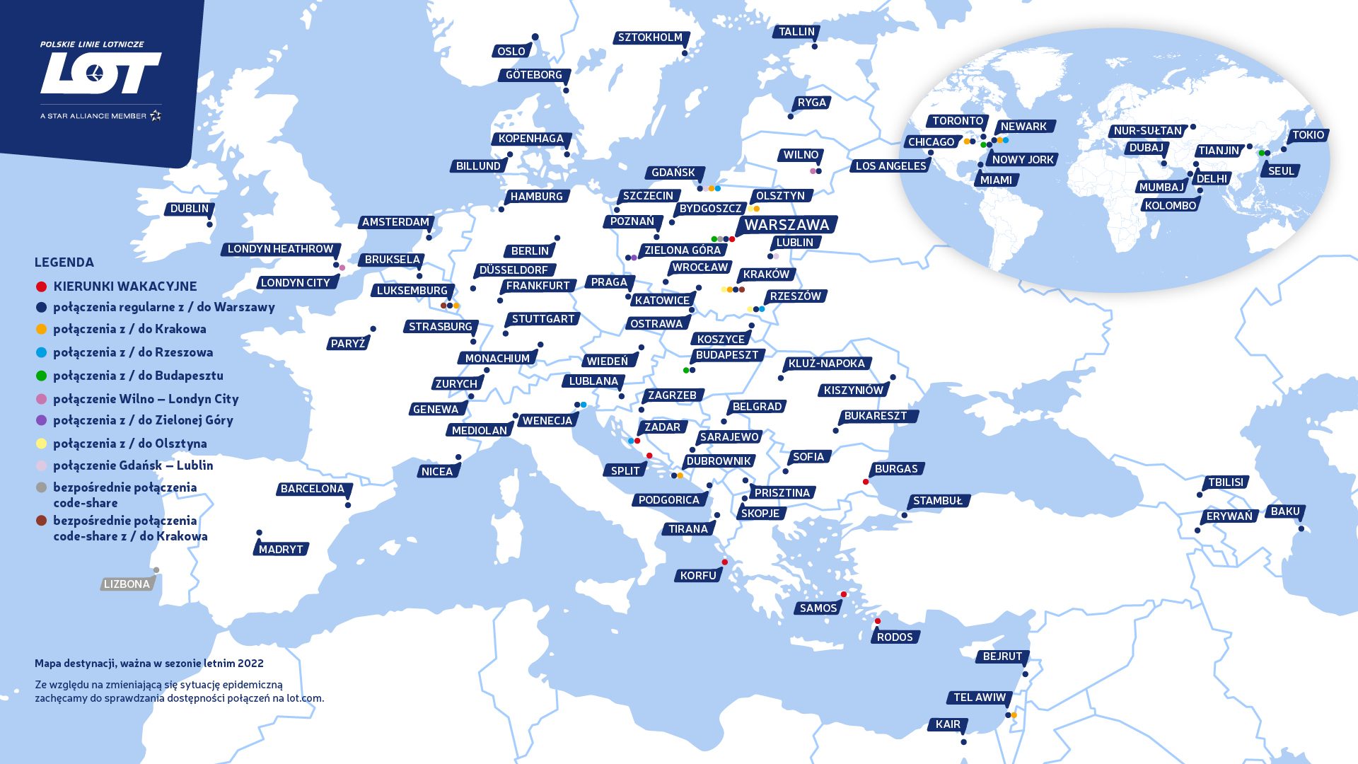 Mapa siatki połączeń LOT