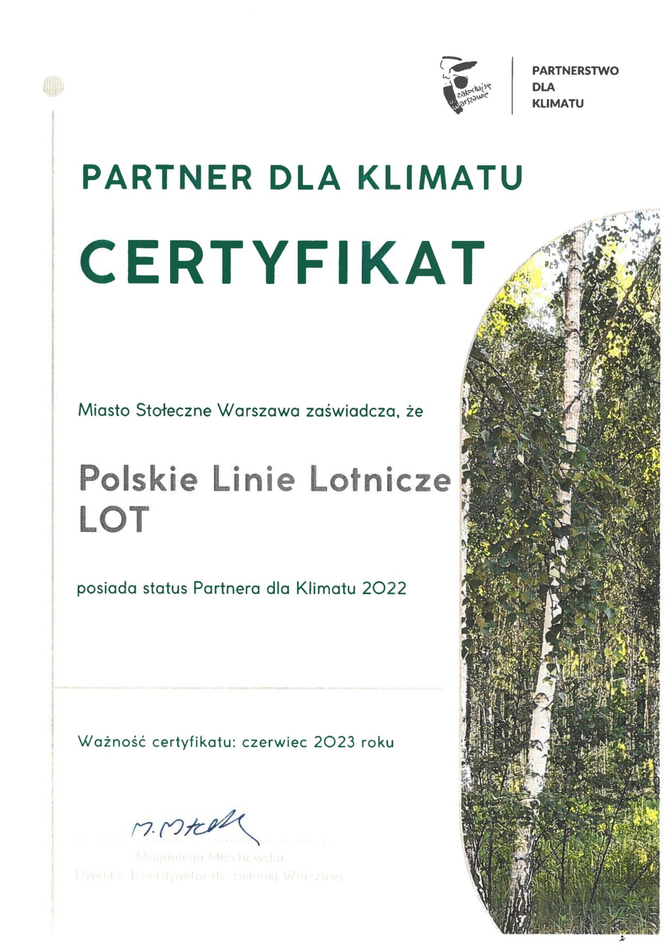 Partnership for Climate Certificate