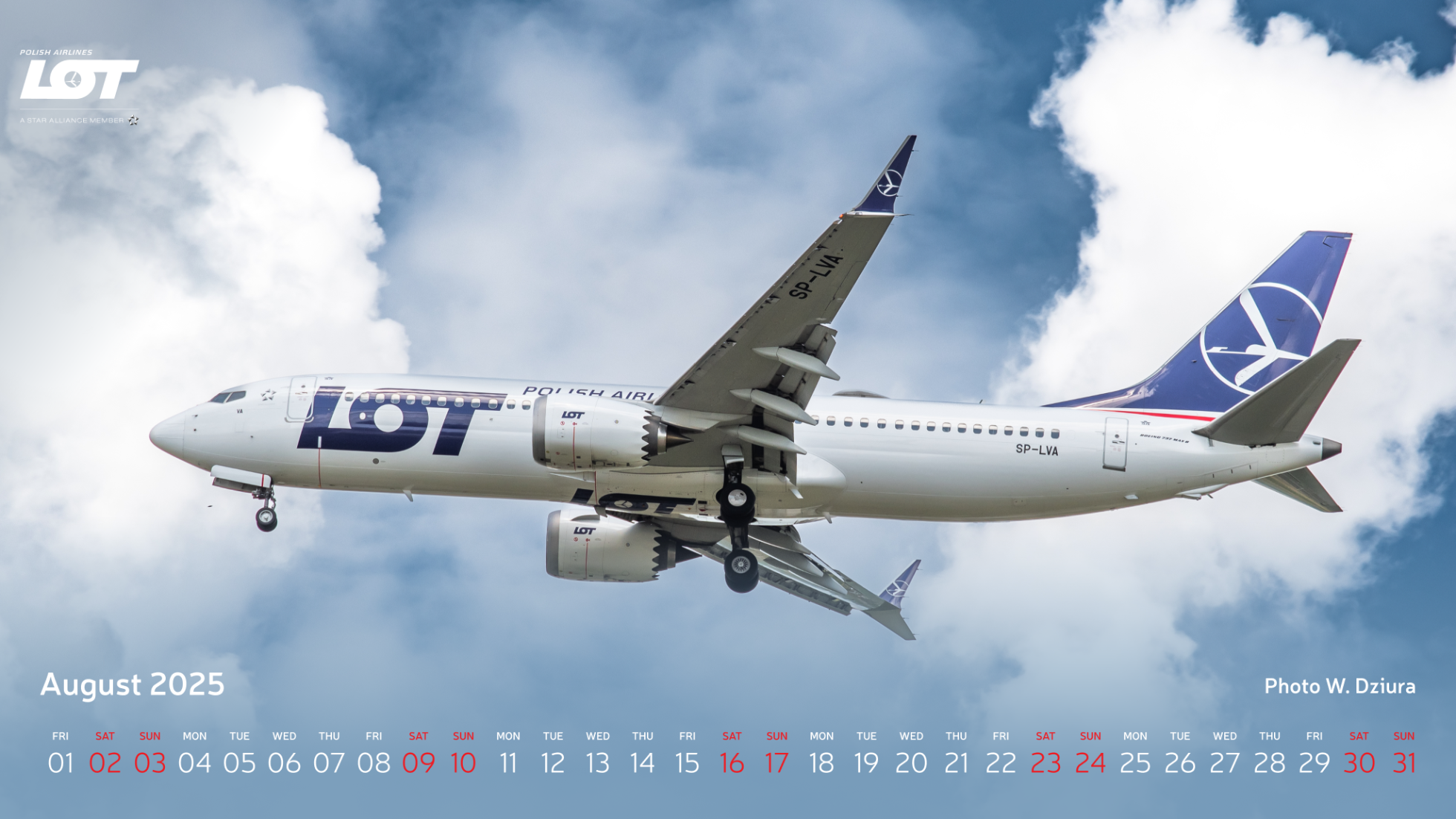 A Boeing 737 MAX 8 aircraft approaching landing on a sunny day with cumulus clouds in the background.