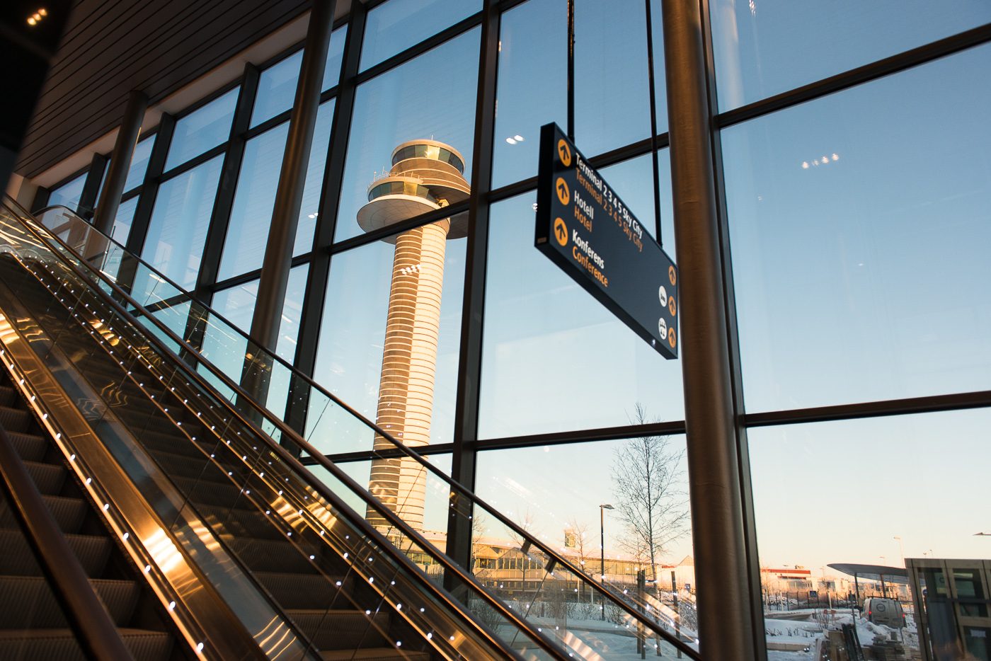 Flight control tower at the Arlanda airport in Stockholm