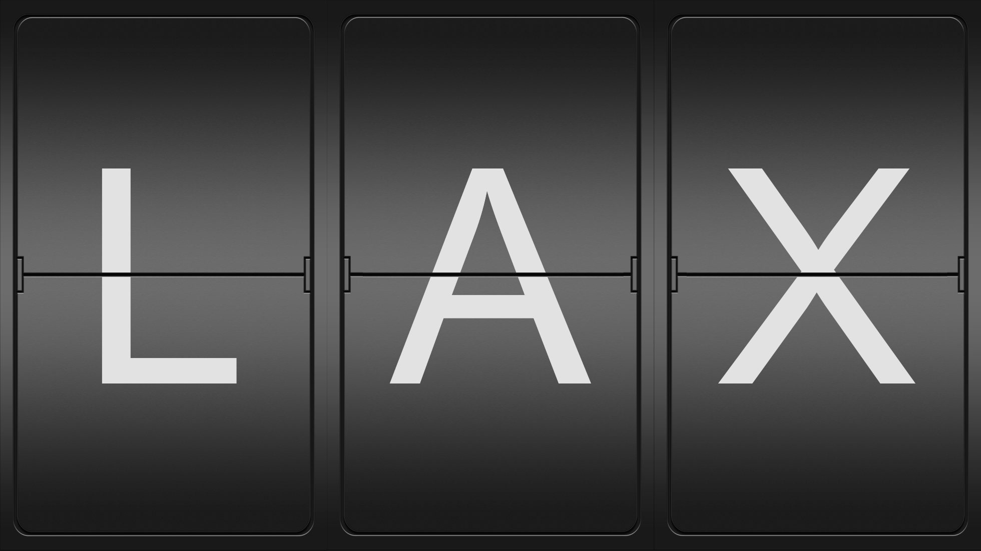 Trzyliterowy kod lotniska Los Angeles LAX na mechanicznym wskaźniku danych lotu