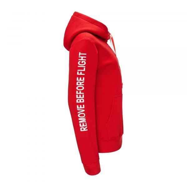 Prezenty na święta - Czerwona bluza z napisem remove before flight
