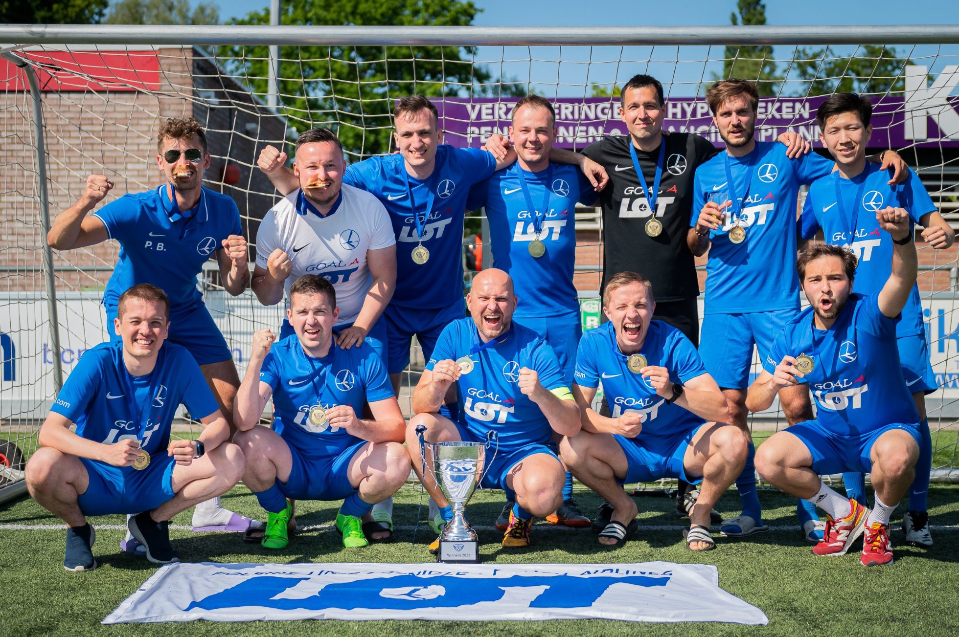 LOT team during Embraer football tournament