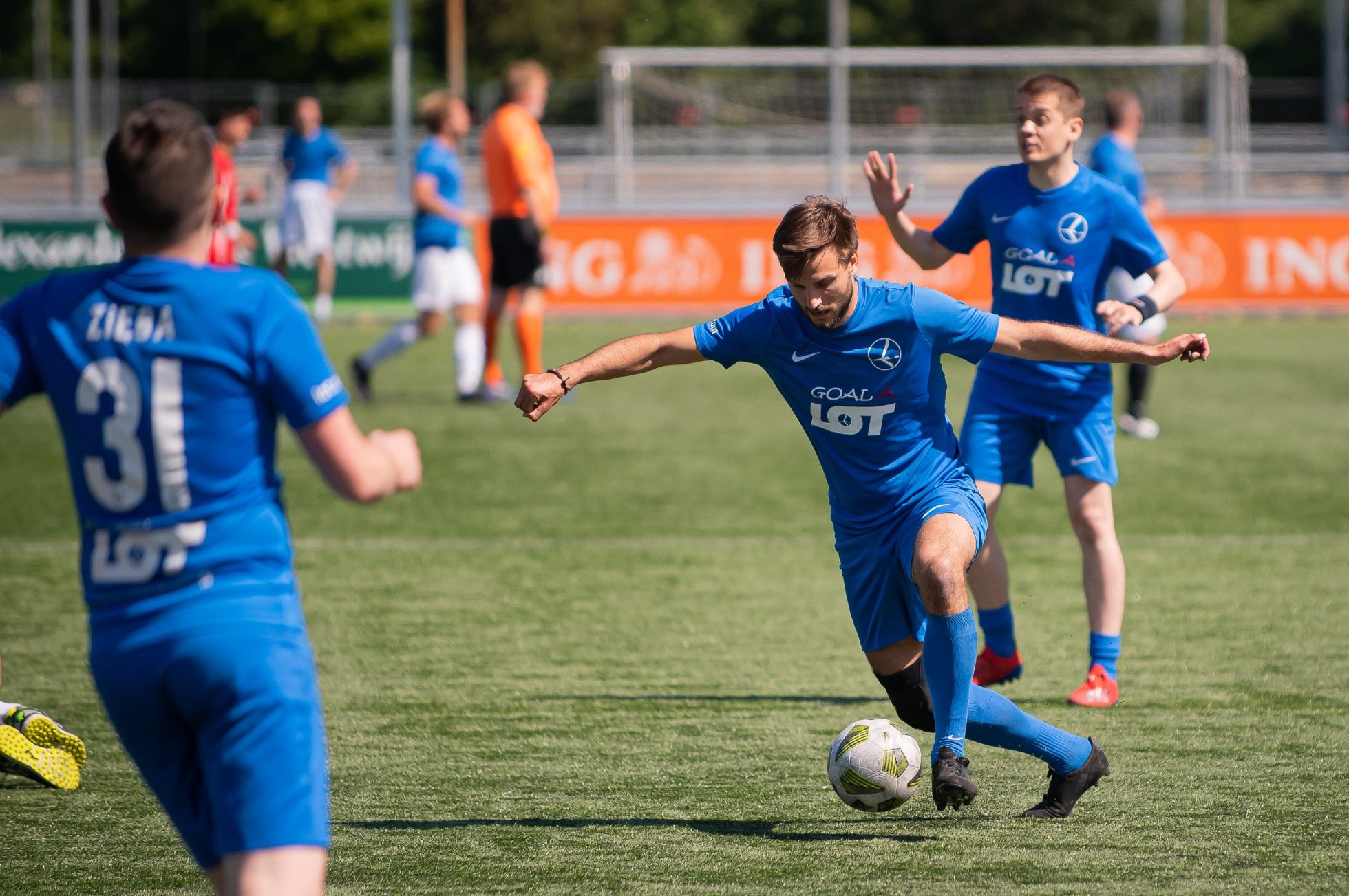 LOT team during Embraer football tournament