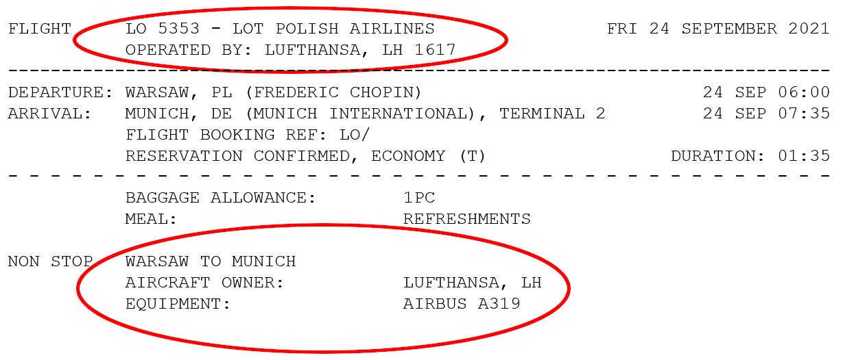 Wycinek z potwierdzenia rezerwacji