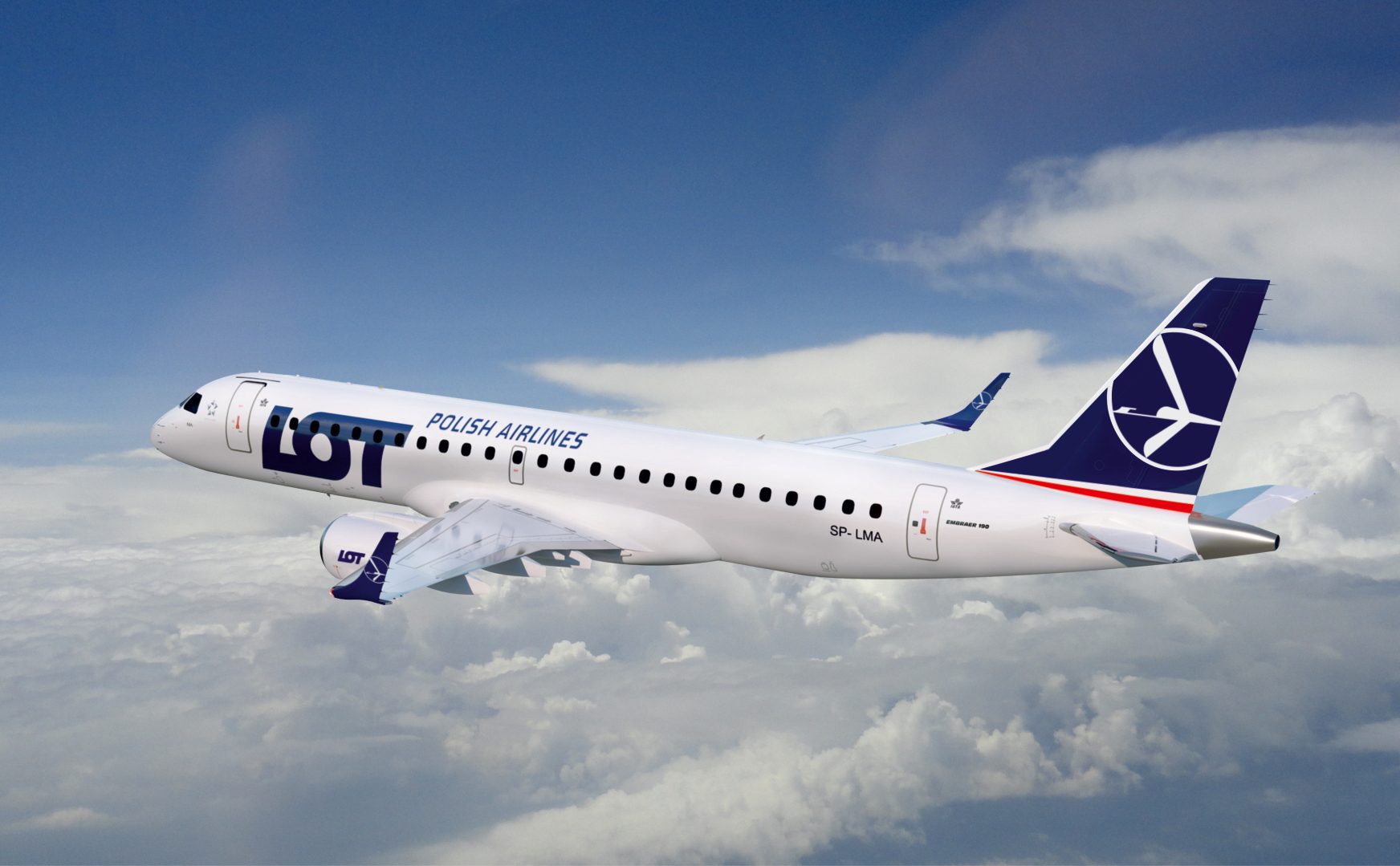 Embraer 190 against the background of the sky