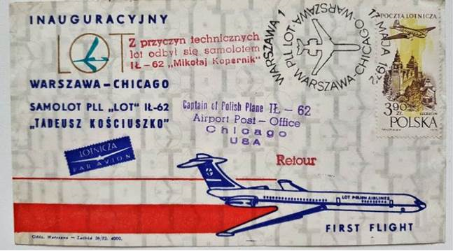 Bilet inauguracyjny połączenia Warszawa-Chicago